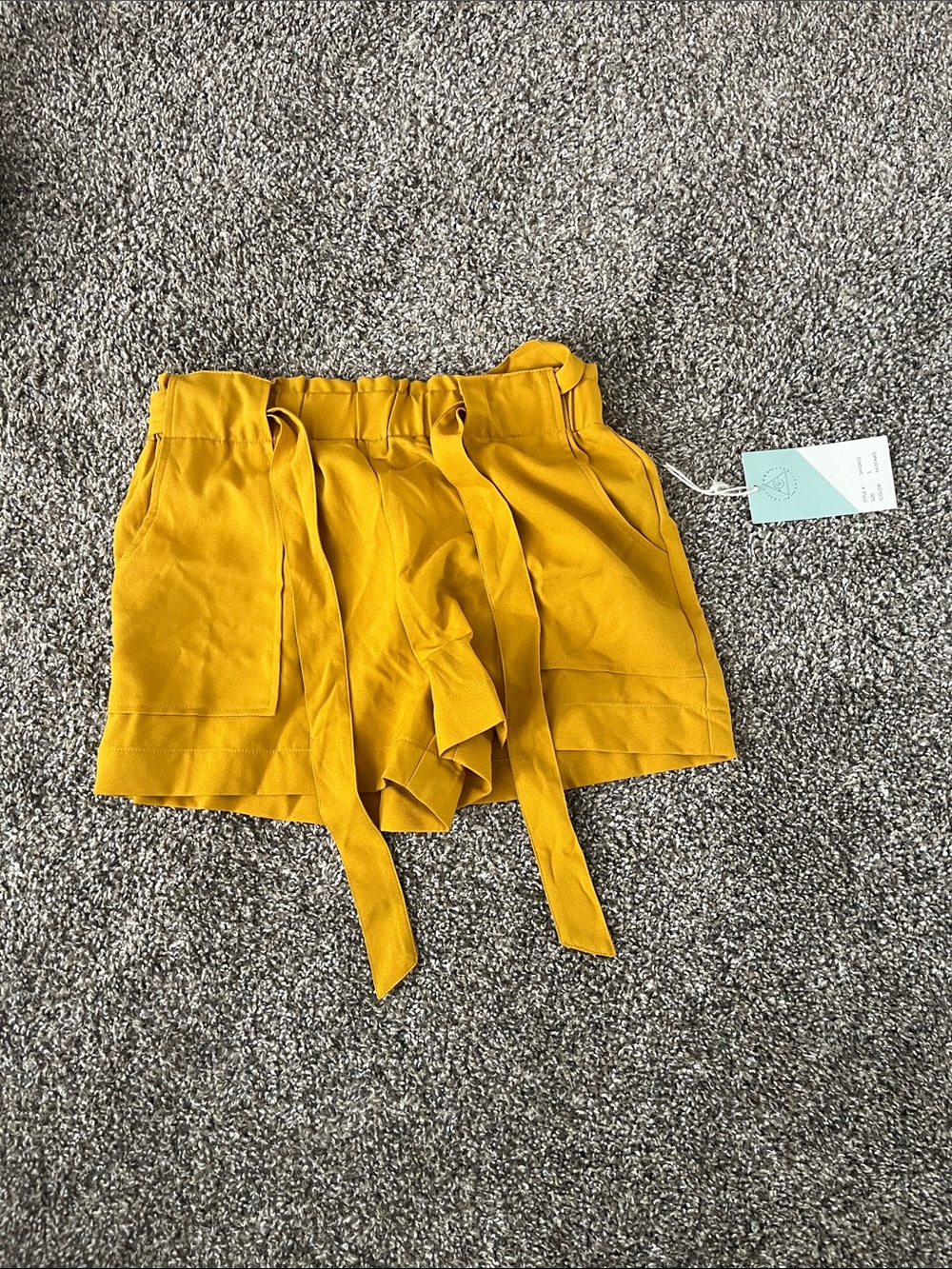 Sonos Mustard Yellow High-Waist Paperbag Tie Shorts